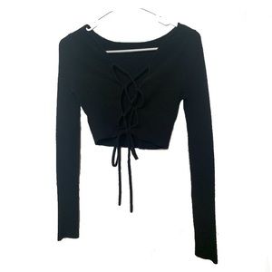 Urban Outfitters Long Sleeve Criss Cross Crop Top